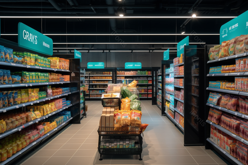 商品购物市场成排货架食品年货超市场景摄影图,高清,摄影图,摄影图片,图片大全,摄影图免费下载